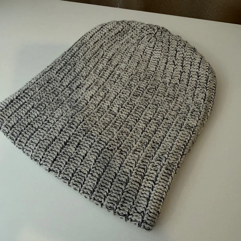 Love Your Melon Beanie Hat Black White Marled Ribbed Knit Cotton Made in USA - Picture 3 of 4